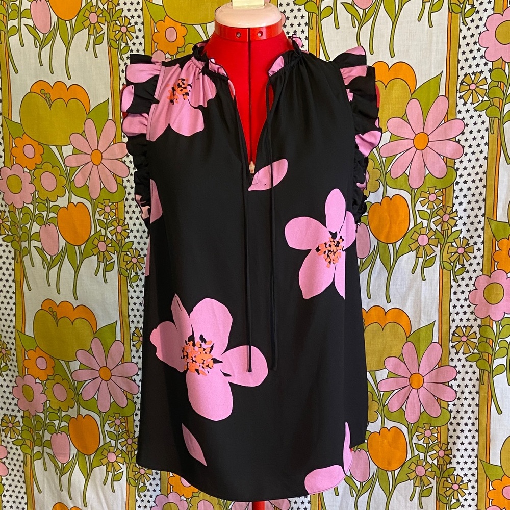 Kate Spade New York Grand Flora Tie-Neck Blouse